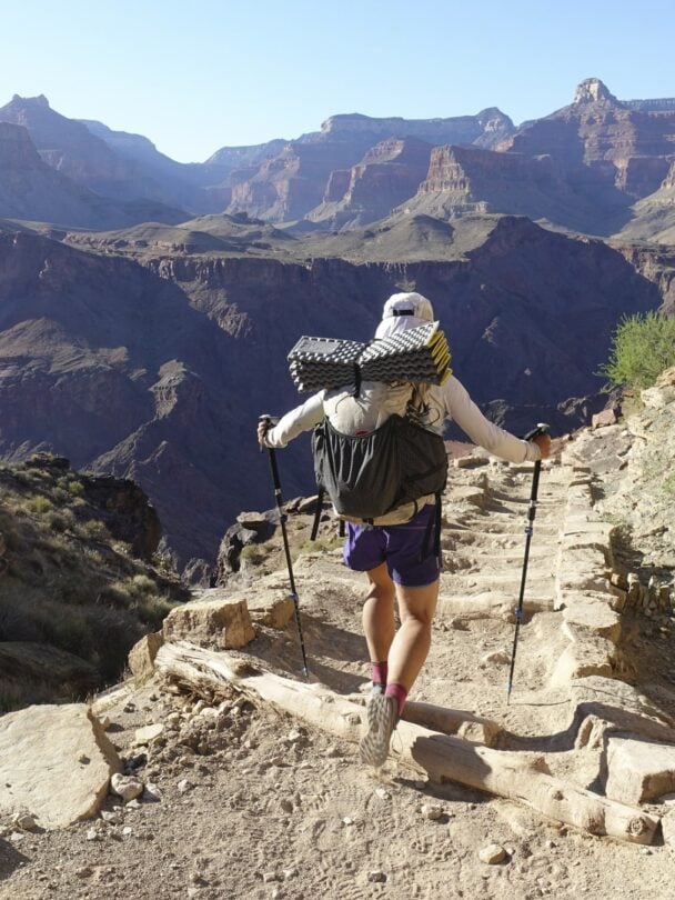 Hiker on the rim of Grand Canyon