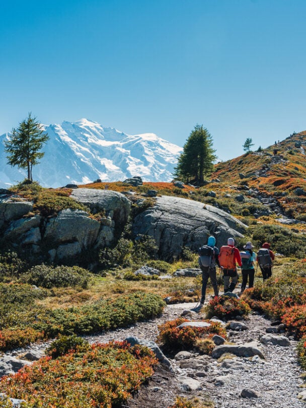 Hiking in the summer in the Alps, Lac Blanc