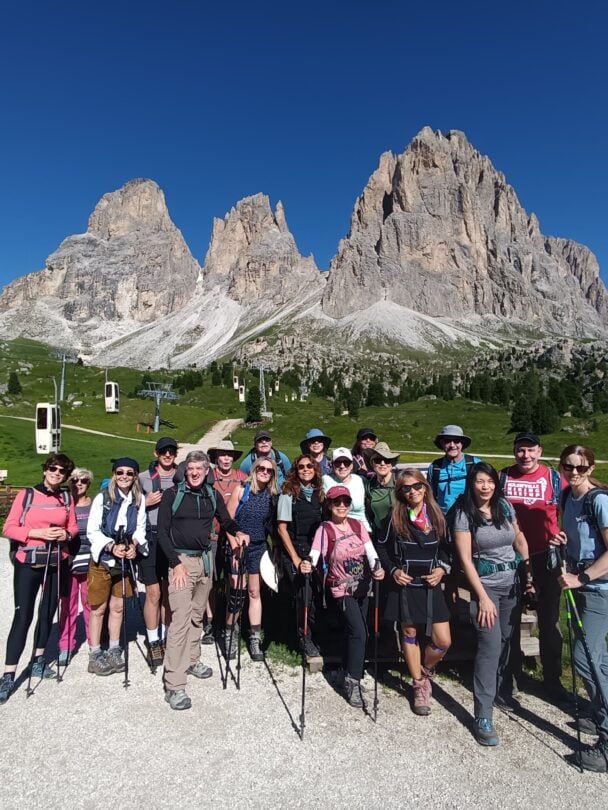 Val Gardena group happy hikers