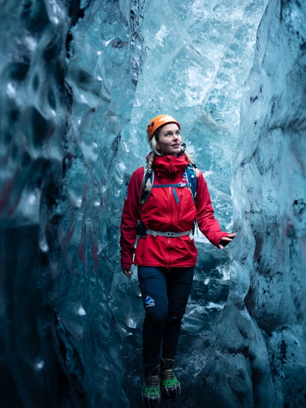 Woman ce cave Iceland